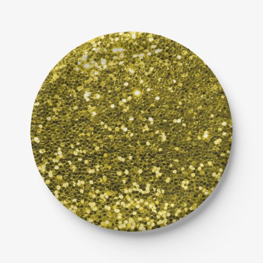 Fabulous Gold Faux Glitter Photographic Print Paper Plate