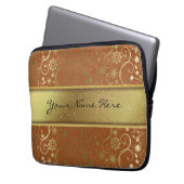 Fabulous Gold Glitter & Gradient Floral Pattern Laptop Sleeve (Front Left)
