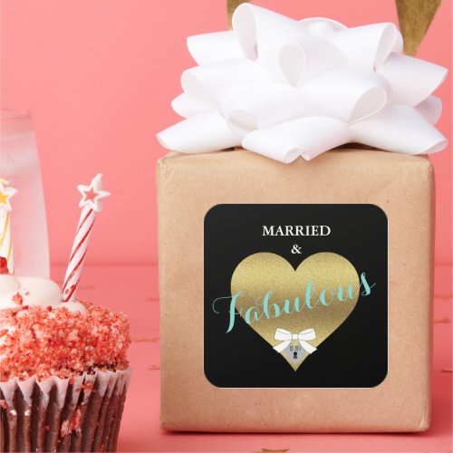 Fabulous Gold Heart Party Shower Square Sticker