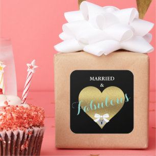 Fabulous Gold Heart Party Shower Square Sticker