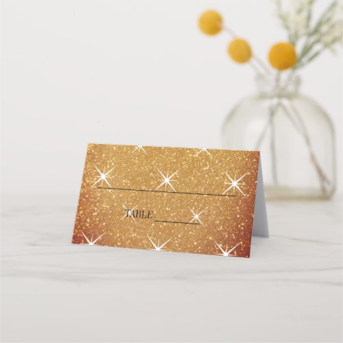 Fabulous golden glitter wedding table place cards