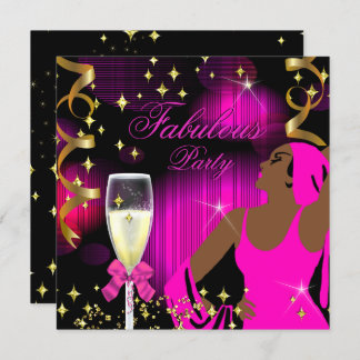 Fabulous Hot Pink Glitter Diva Birthday Invitation