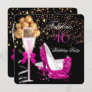 Fabulous Hot Pink Heels Gold Black Birthday Party Invitation