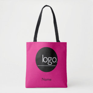 FABULOUS HOT PINK OWN LOGO CUSTOM TEXT BUSINESS TOTE BAG