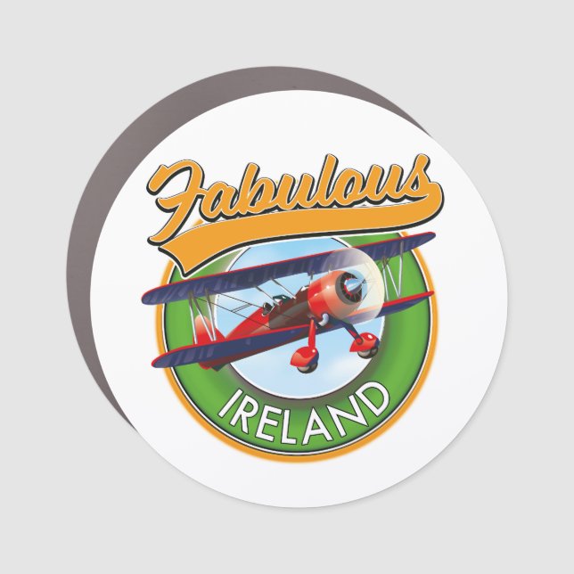 fabulous Ireland travel patch. Car Magnet (Front)