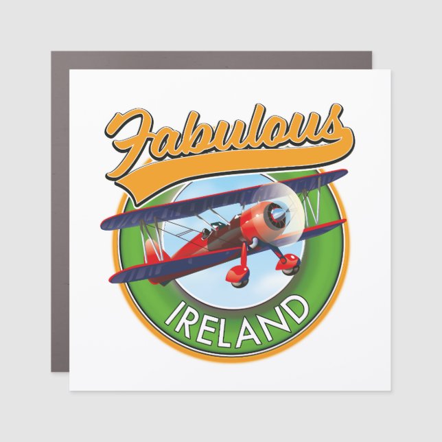 fabulous Ireland travel patch. Car Magnet (Front)