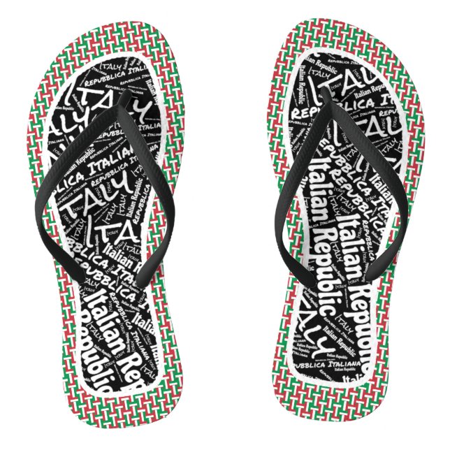 Fabulous Italy Flag Colors Patriotic Flip Flops (Footbed)