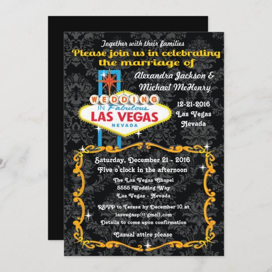 Fabulous Las Vegas Damask Wedding Invitations