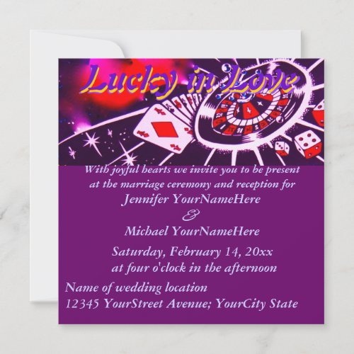 Fabulous Las Vegas Lucky in Love Wedding Invitation