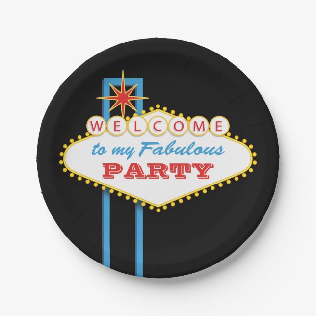 Fabulous Las Vegas Sign Party Paper Plates (Front)