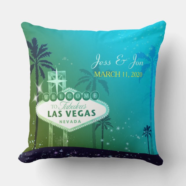 Fabulous Las Vegas Wedding Couple Keepsake Throw Pillow (Front)