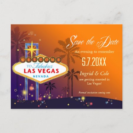 Fabulous Las Vegas Wedding Save The Date Announcement Postcard