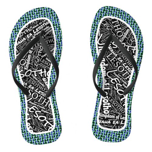 Fabulous Lesotho Flag Colors Patriotic Flip Flops