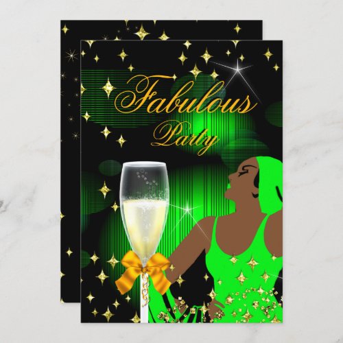 Fabulous Lime Green Glitter Diva Birthday Party Invitation