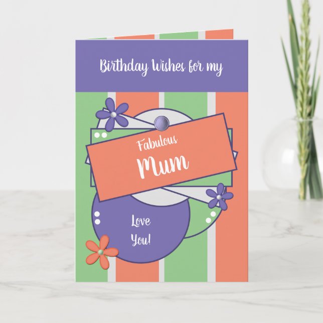 Fabulous Mom Birthday wishes green Card (Front)