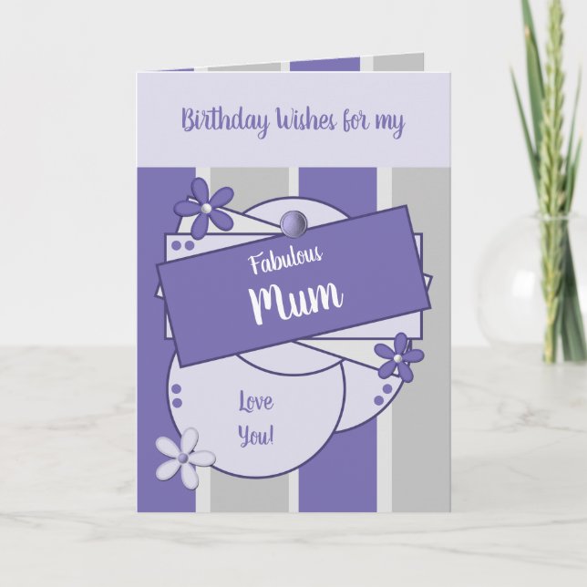 Fabulous Mom Birthday wishes purple Card (Front)