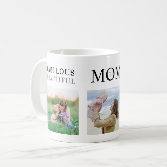Fabulous Mom Family Photo Collage Modern Coffee Mug (Front Left)