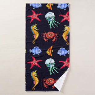 Fabulous nautical pattern with a fun orange sea ho bath towel