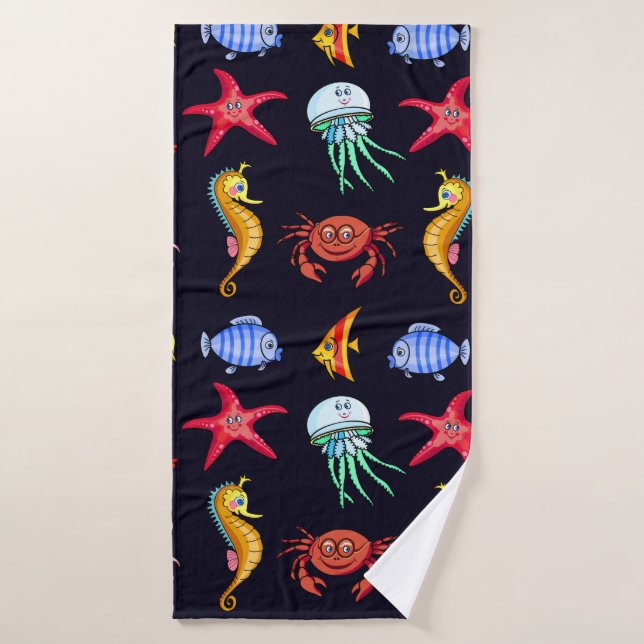 Fabulous nautical pattern with a fun orange sea ho bath towel (Bath Towel)