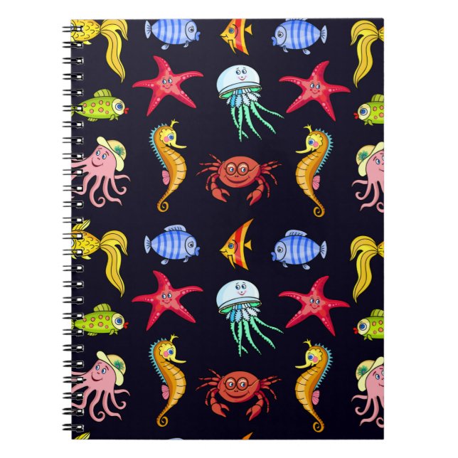 Fabulous nautical pattern with a fun orange sea ho notebook (Front)