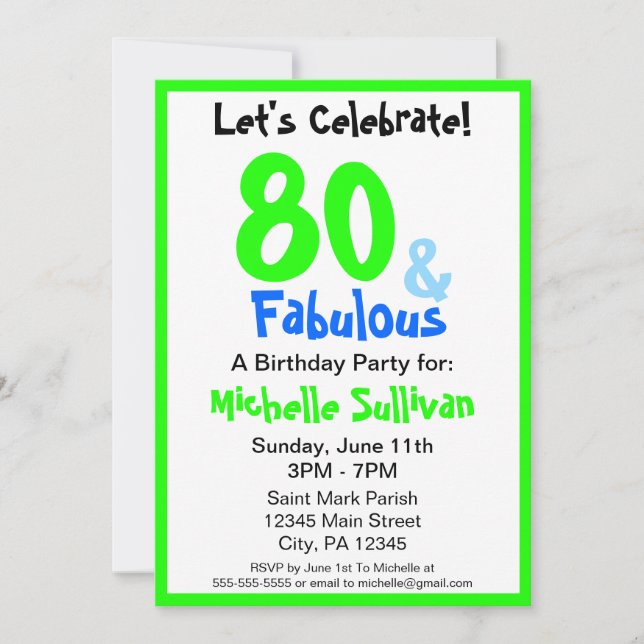 Fabulous Neon Birthday Party Invitation (Front)