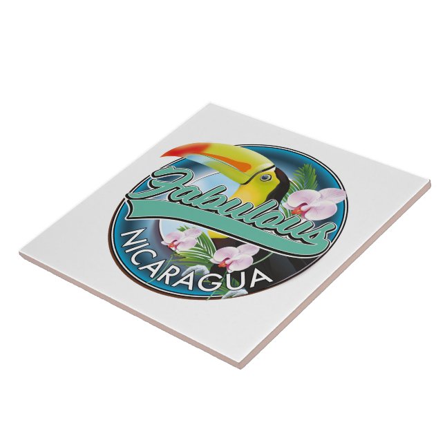 Fabulous Nicaragua toucan logo Ceramic Tile (Side)