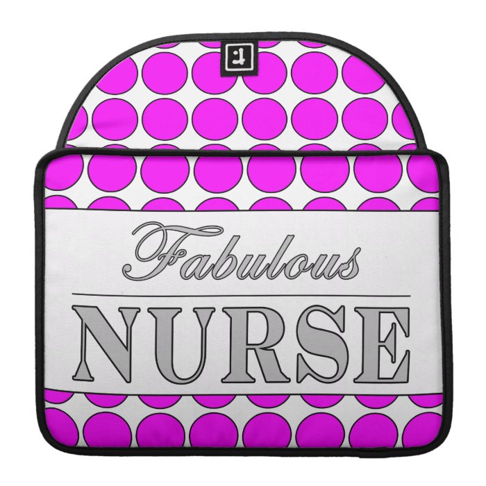 Fabulous Nurse Pink Polka Dots on White MacBook Pro Sleeve