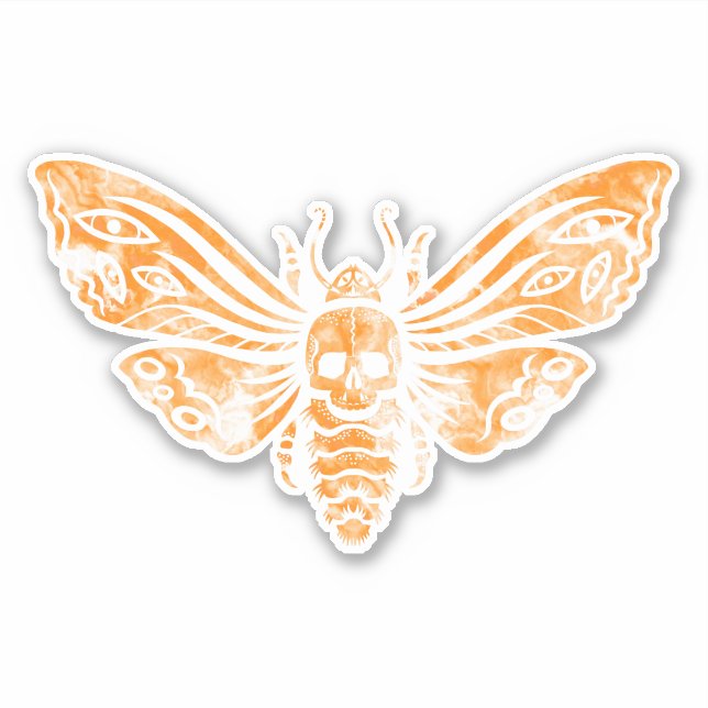 Fabulous Orange Death's Head Moth Sticker (Front)