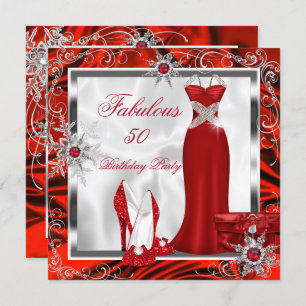 Fabulous Party Red Silver Dress Heels H7 Invitation