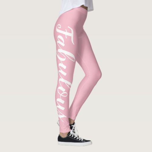 Fabulous Pink And White or change textcolor Leggings