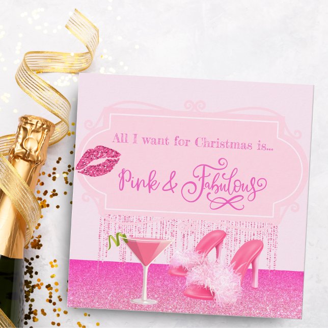 Fabulous Pink Christmas Glamorous girly Holiday Card (Creator Uploaded)