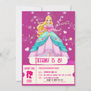 Fabulous, Pink doll birthday party Invitation