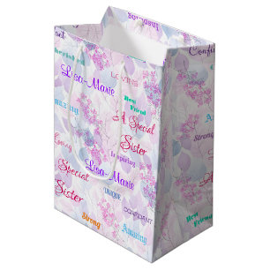 Fabulous Pink Floral Special Sister  Medium Gift Bag