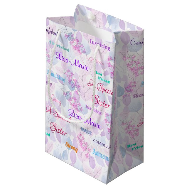 Fabulous Pink Floral Special Sister  Small Gift Bag (Front Angled)