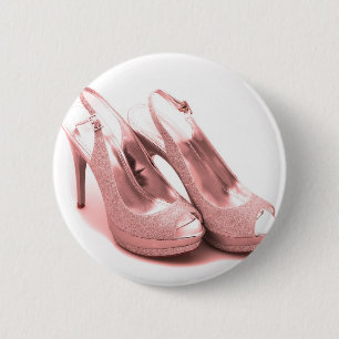 Fabulous Pink Glitter Stilettos Button