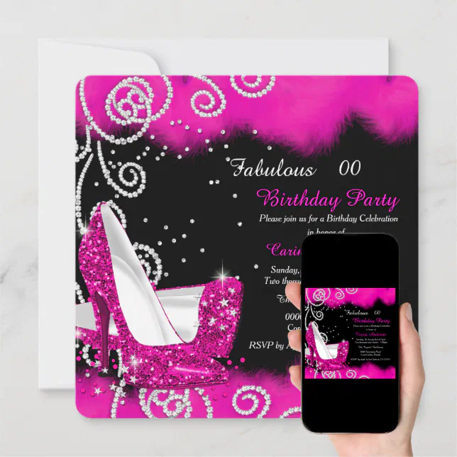 Fabulous Pink High Heels Birthday Party Invitation | Zazzle