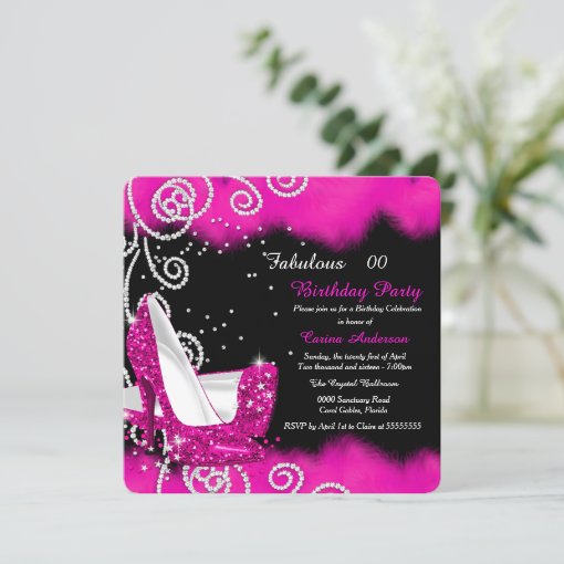 Fabulous Pink High Heels Birthday Party Invitation | Zazzle