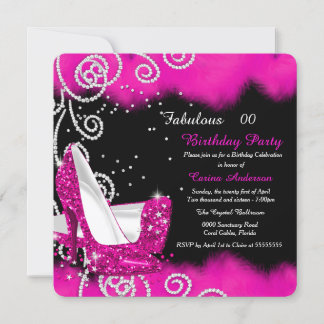 Fabulous Pink High Heels Birthday Party Invitation