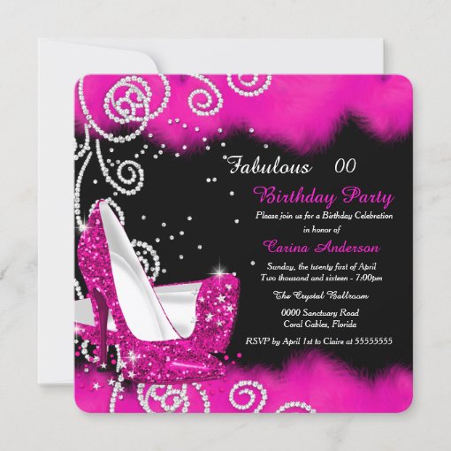 Fabulous Pink High Heels Birthday Party Invitation 