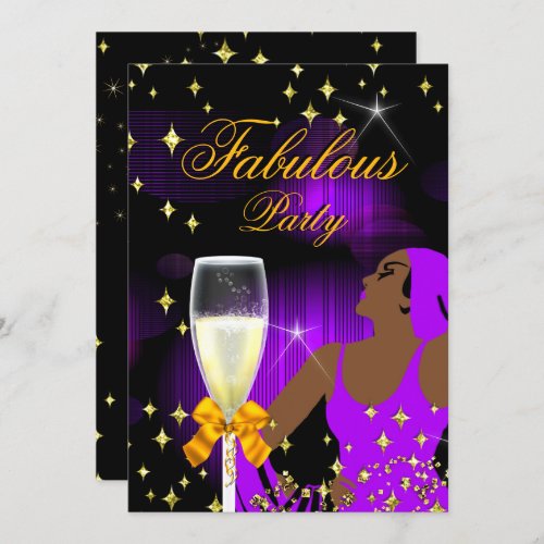 Fabulous Purple Glitter Diva Birthday Party Invitation