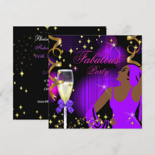 Fabulous Purple Hot Pink Glitter Diva Birthday Invitation