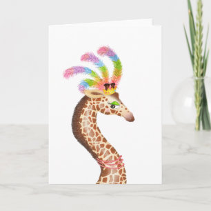 Fabulous rainbow giraffe blank card