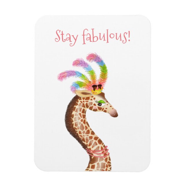 Fabulous rainbow giraffe magnet (Vertical)