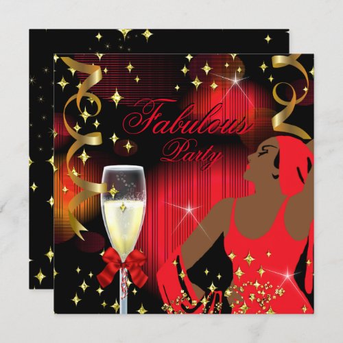 Fabulous Red Glitter Diva Birthday 2 Invitation