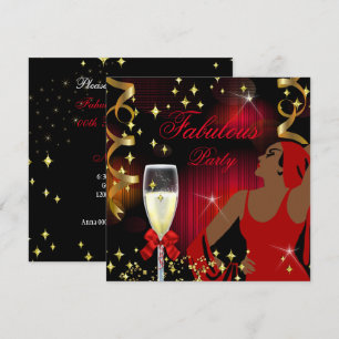 Fabulous Red Glitter Diva Birthday Invitation