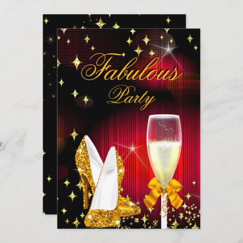 Fabulous Red Gold Glitter High Heels Party Invitation