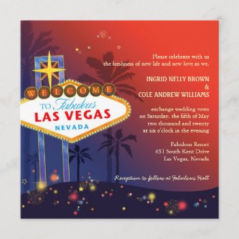 Fabulous Red N Blue Las Vegas Strip Wedding Invitation by BridalHeaven at Zazzle