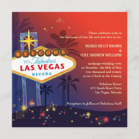Fabulous Red N Blue Las Vegas Strip Wedding Invitation