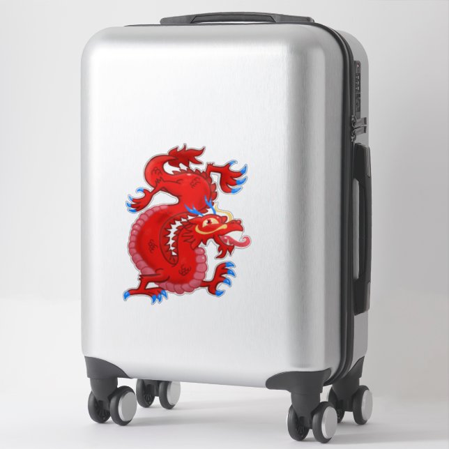 Fabulous, Red, Oriental Dragon Sticker (Suitcase)