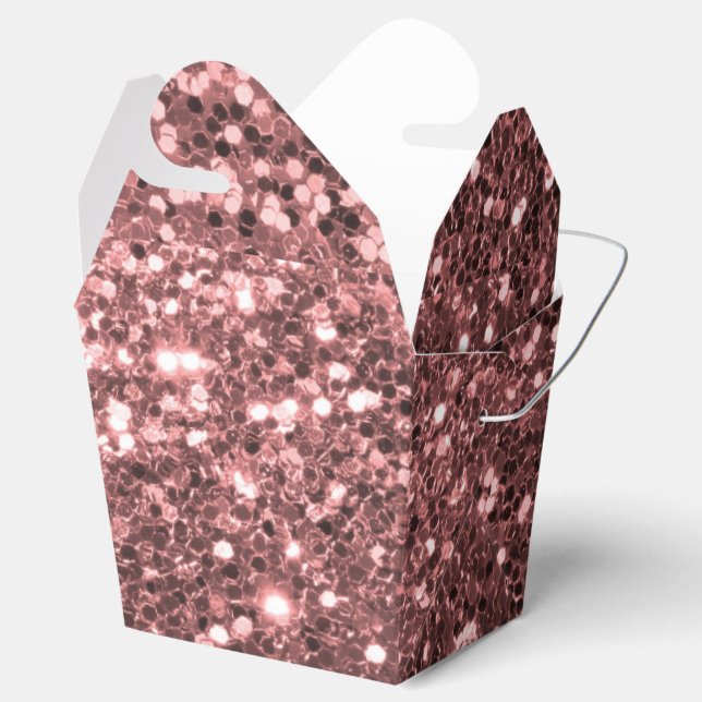 Fabulous Rose Gold Pink Faux Glitter Sparkle Favor Boxes (Opened)